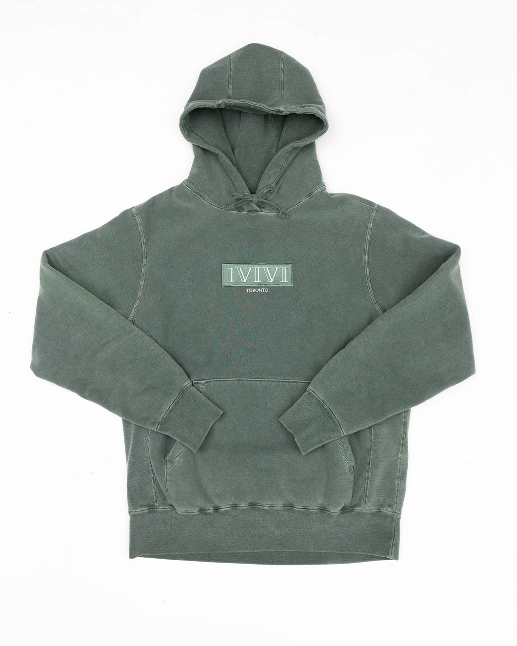 IVIVI Box Logo Hoodie - Cotton Distressed Green